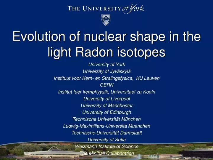 evolution of nuclear shape in the light radon isotopes