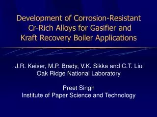 Development of Corrosion-Resistant