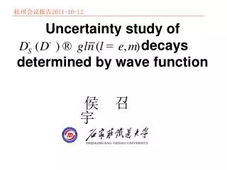 uncertainty study of decays determined by wave function