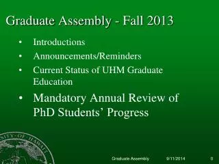 Graduate Assembly - Fall 2013