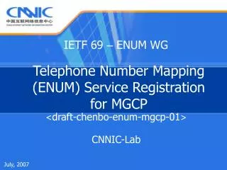 Telephone Number Mapping (ENUM) Service Registration for MGCP