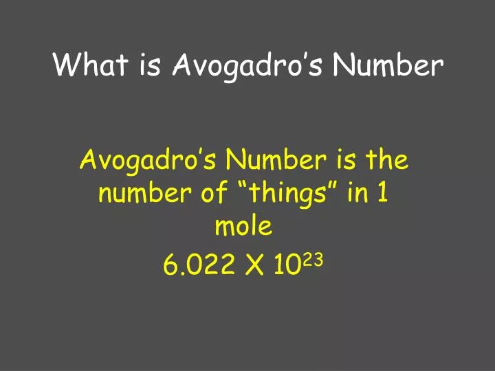 what is avogadro s number