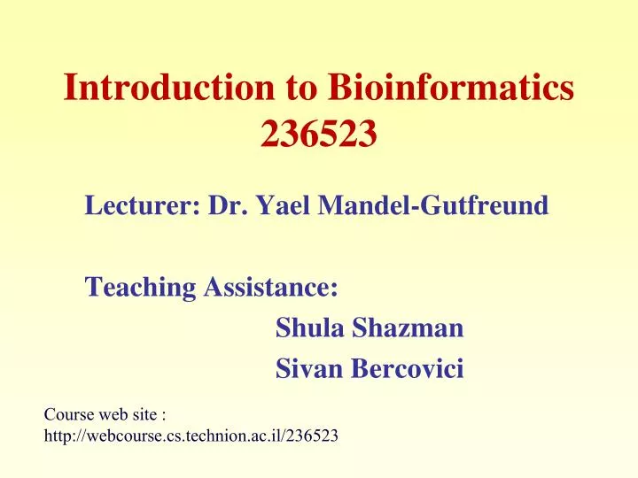 introduction to bioinformatics 236523