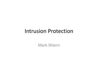 Intrusion Protection
