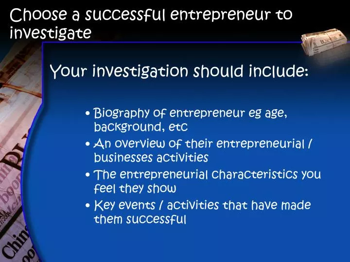 choose a successful entrepreneur to investigate
