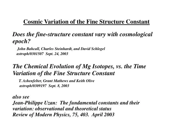 cosmic variation of the fine structure constant