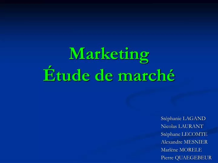 marketing tude de march