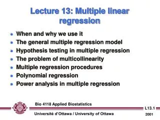Lecture 13: Multiple linear regression