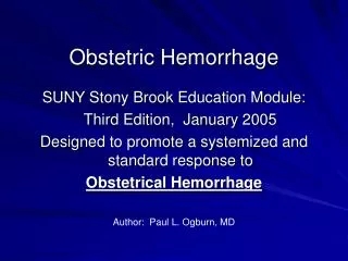 Obstetric Hemorrhage