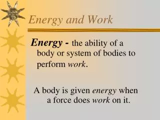 Energy and Work