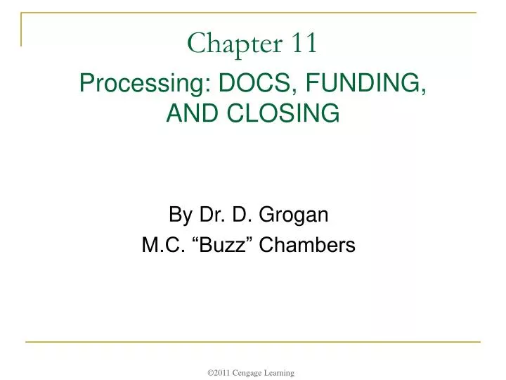 chapter 11 processing docs funding and closing