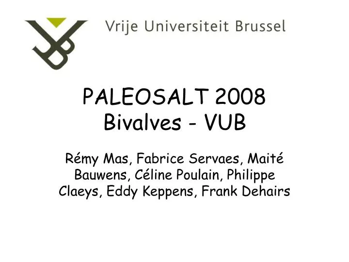 paleosalt 2008 bivalves vub