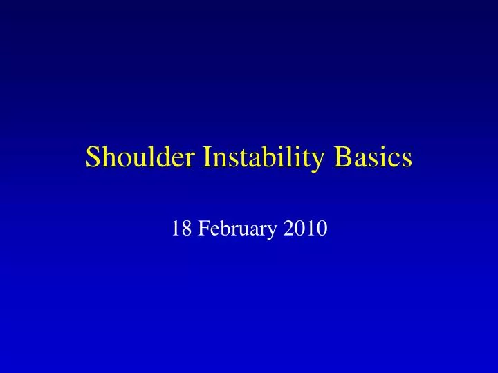 shoulder instability basics