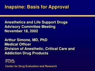Inapsine: Basis for Approval