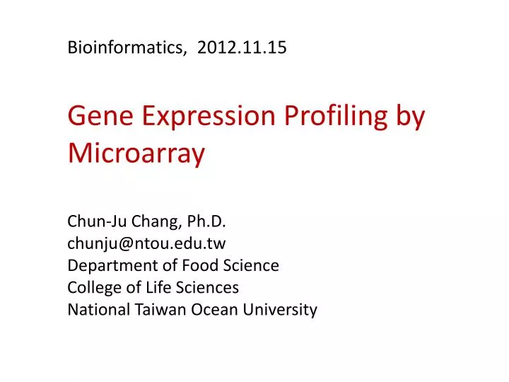 bioinformatics 201 2 11 15 gene expression profiling by microarray