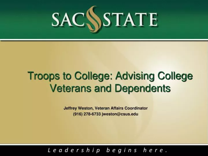 troops to college advising college veterans and dependents