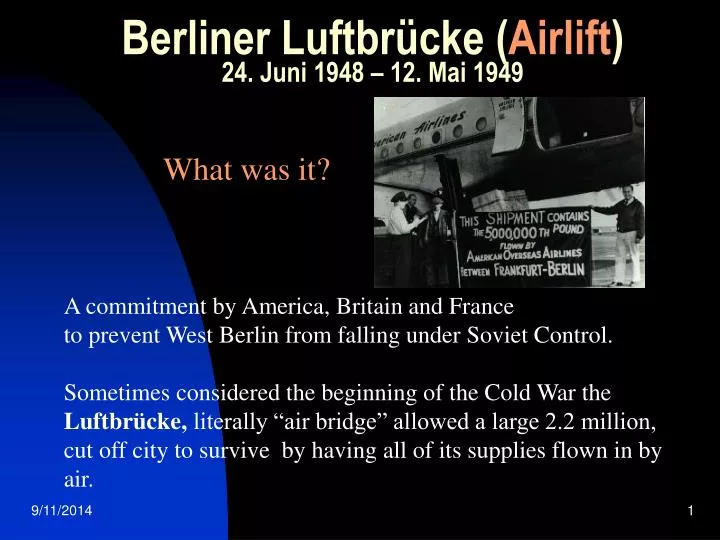 berliner luftbr cke airlift 24 juni 1948 12 mai 1949