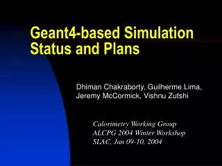Geant4-based Simulation Status and Plans