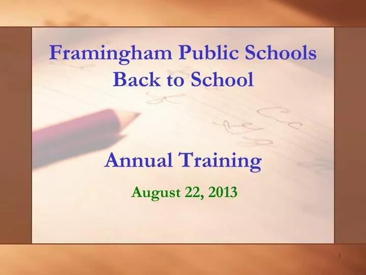 framingham public schools back to school annual training