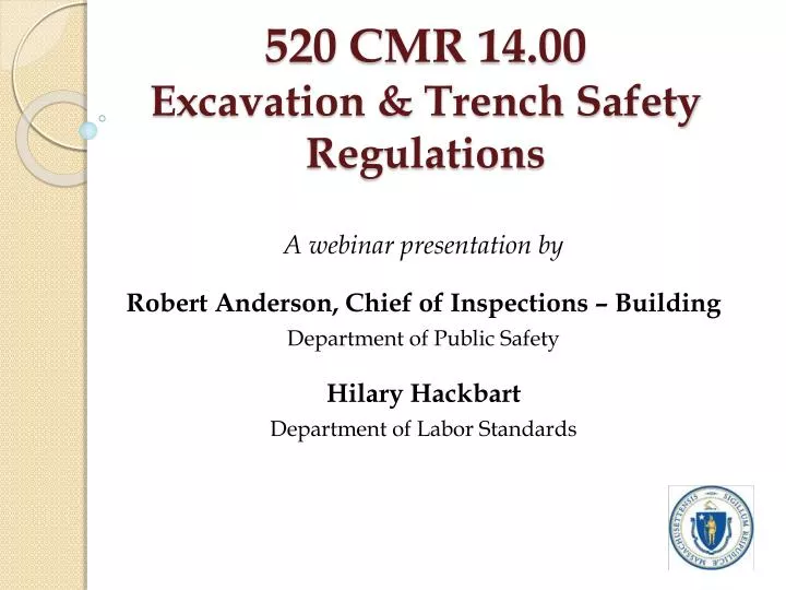 520 cmr 14 00 excavation trench safety regulations