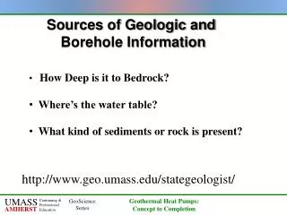 Sources of Geologic and Borehole Information