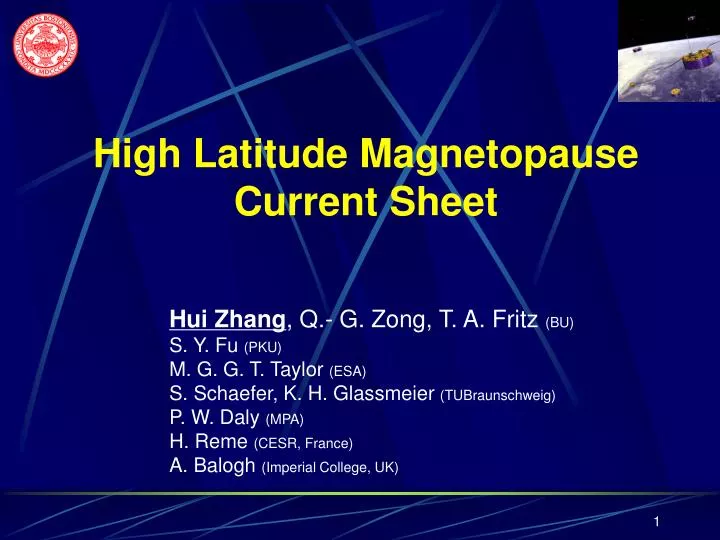 high latitude magnetopause current sheet