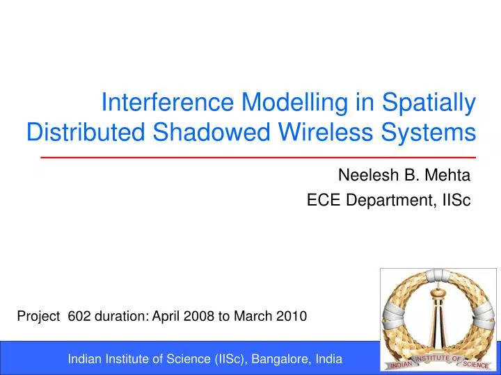 interference modelling in spatially distributed shadowed wireless systems