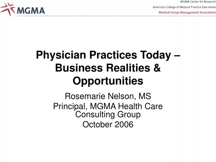 physician practices today business realities opportunities