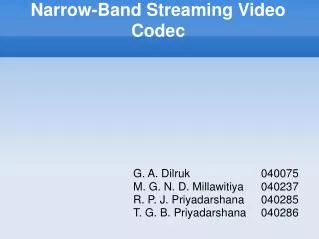 Narrow-Band Streaming Video Codec