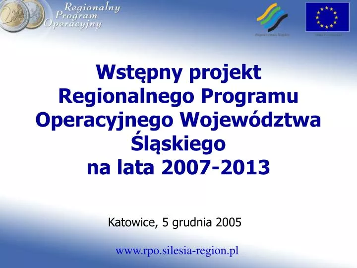 wst pny projekt regionalnego programu operacyjnego wojew dztwa l skiego na lata 2007 2013