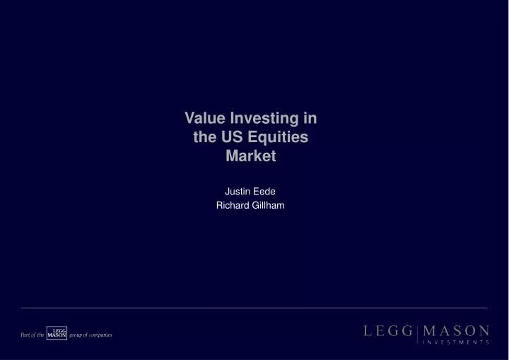 value investing in the us equities market