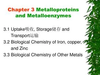 Chapter 3 Metalloproteins and Metalloenzymes