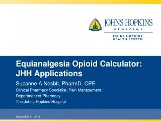 Equianalgesia Opioid Calculator: JHH Applications