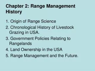 Chapter 2: Range Management History