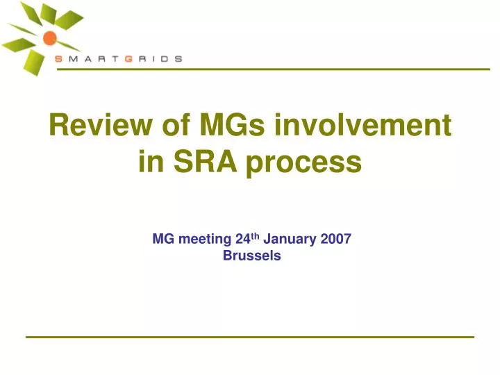 review of mgs involvement in sra process