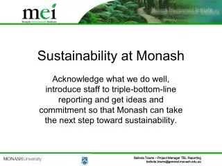 Sustainability at Monash