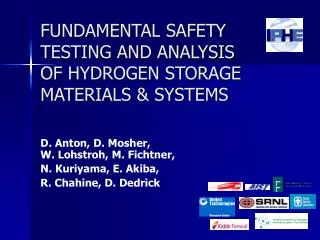 FUNDAMENTAL SAFETY TESTING AND ANALYSIS OF HYDROGEN STORAGE MATERIALS &amp; SYSTEMS