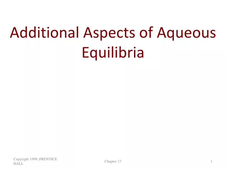 additional aspects of aqueous equilibria