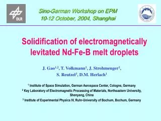 Solidification of electromagnetically levitated Nd-Fe-B melt droplets