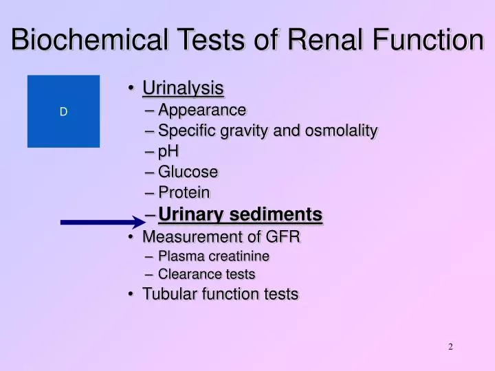 biochemical tests of renal function