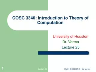 COSC 3340: Introduction to Theory of Computation