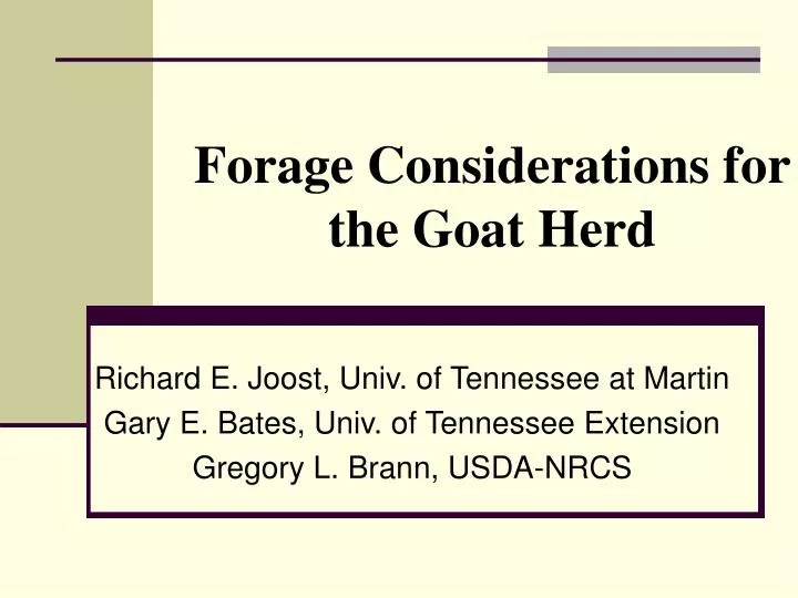 forage considerations for the goat herd