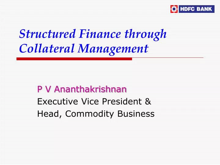 structured finance through collateral management