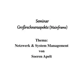 seminar gro rechneraspekte mainframe