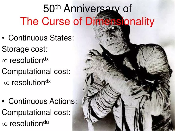 50 th anniversary of the curse of dimensionality