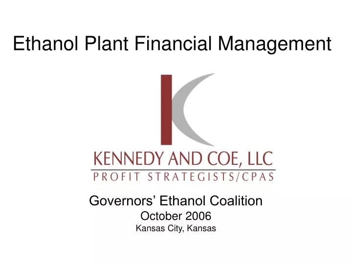 ethanol plant financial management