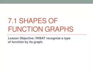 7.1 Shapes of Function Graphs