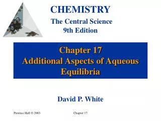 Chapter 17 Additional Aspects of Aqueous Equilibria