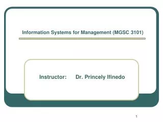 Information Systems for Management (MGSC 3101)