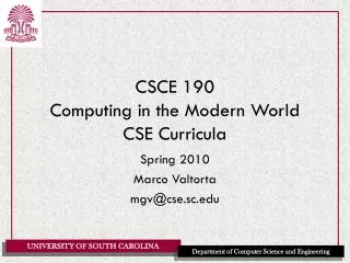 csce 190 computing in the modern world cse curricula